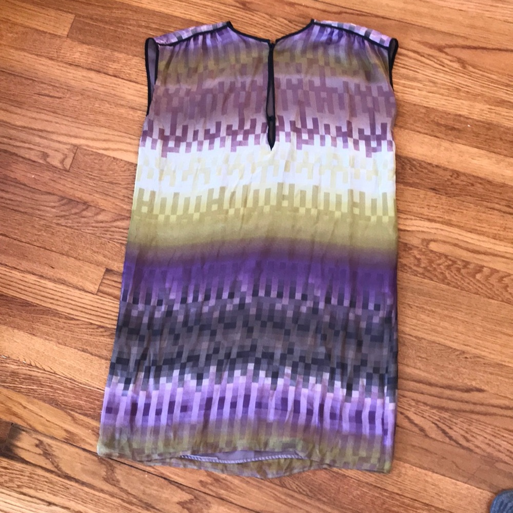 Zara purple and chartreuse lined silk dress small